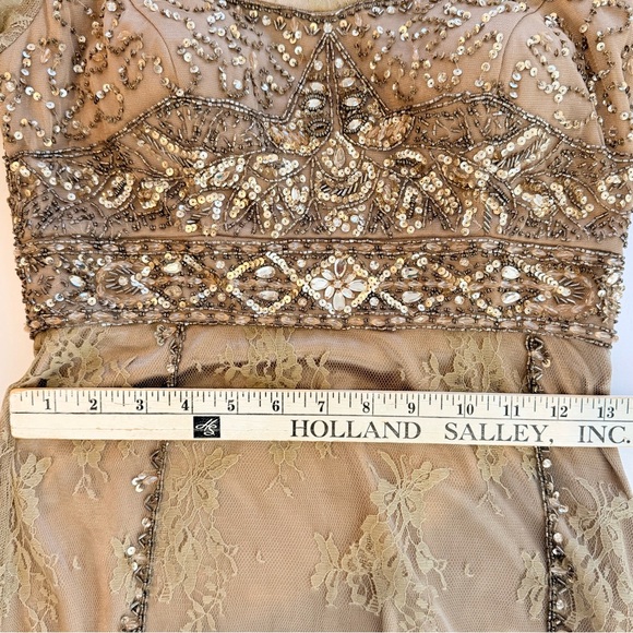 Sue Wong Gown NWT Embellished Long Sleeve Evening Dress Champagne Size 6 - Picture 10 of 11